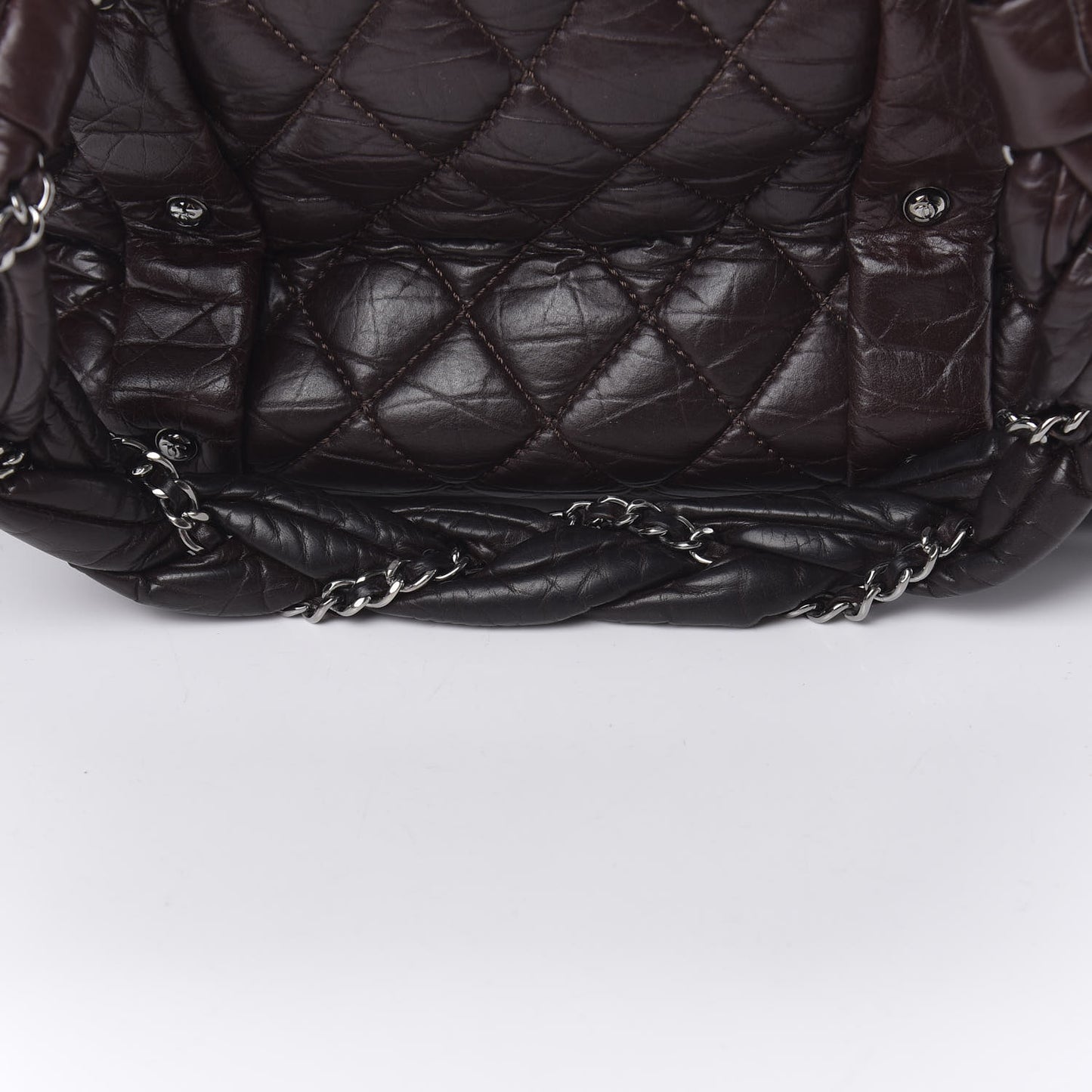 Distressed Lambskin Vintage Ligne Lady Braid Tote Brown