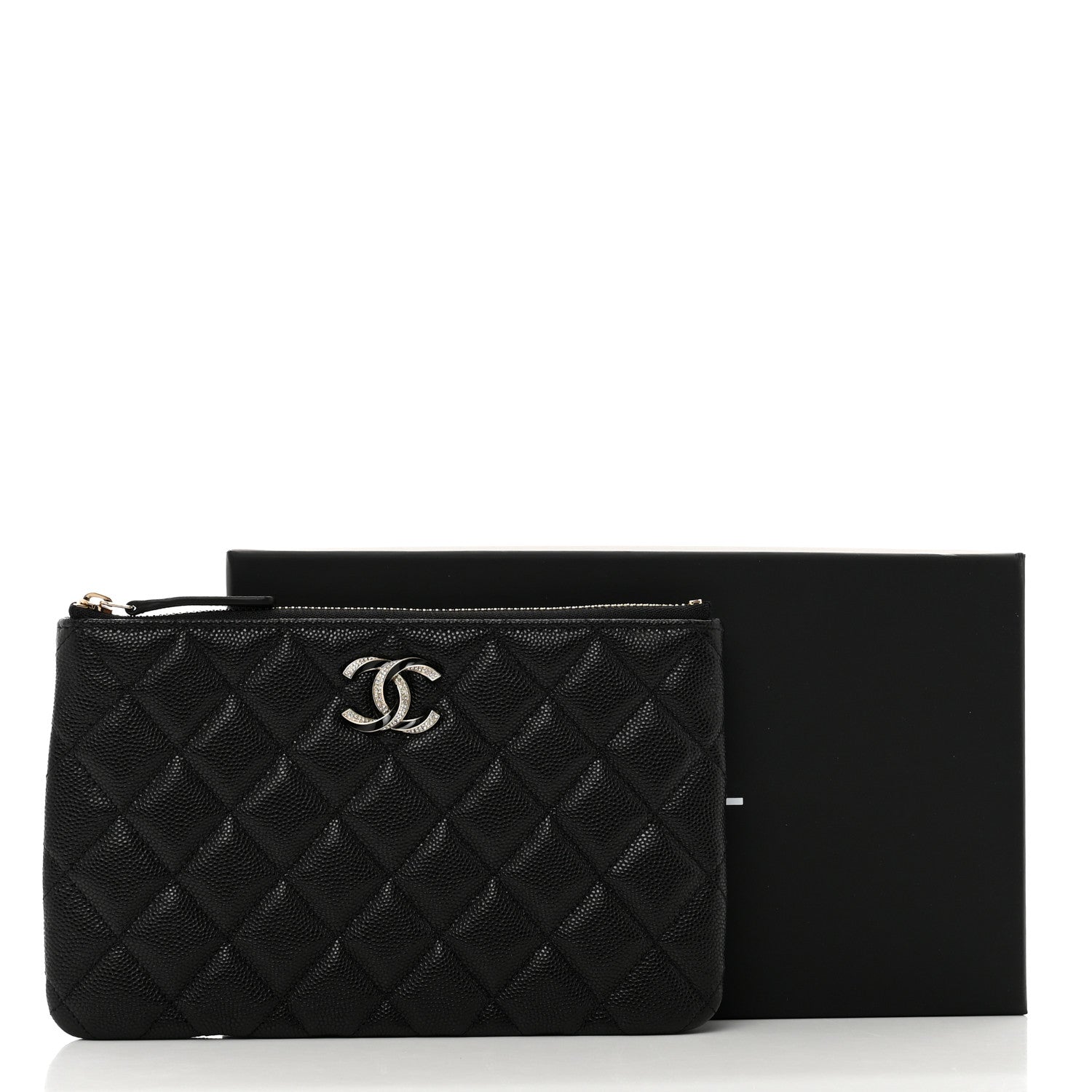 Chanel Caviar Quilted Crystal Enamel Cosmetic Case Black 8 of 8