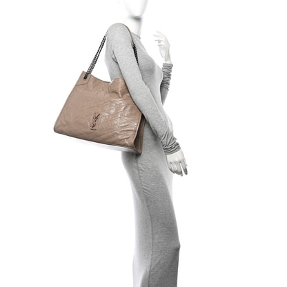 Saint Laurent Crinkled Calfskin Matelasse Monogram Large Niki Shopper Tote Dusty Grey 2 of 11