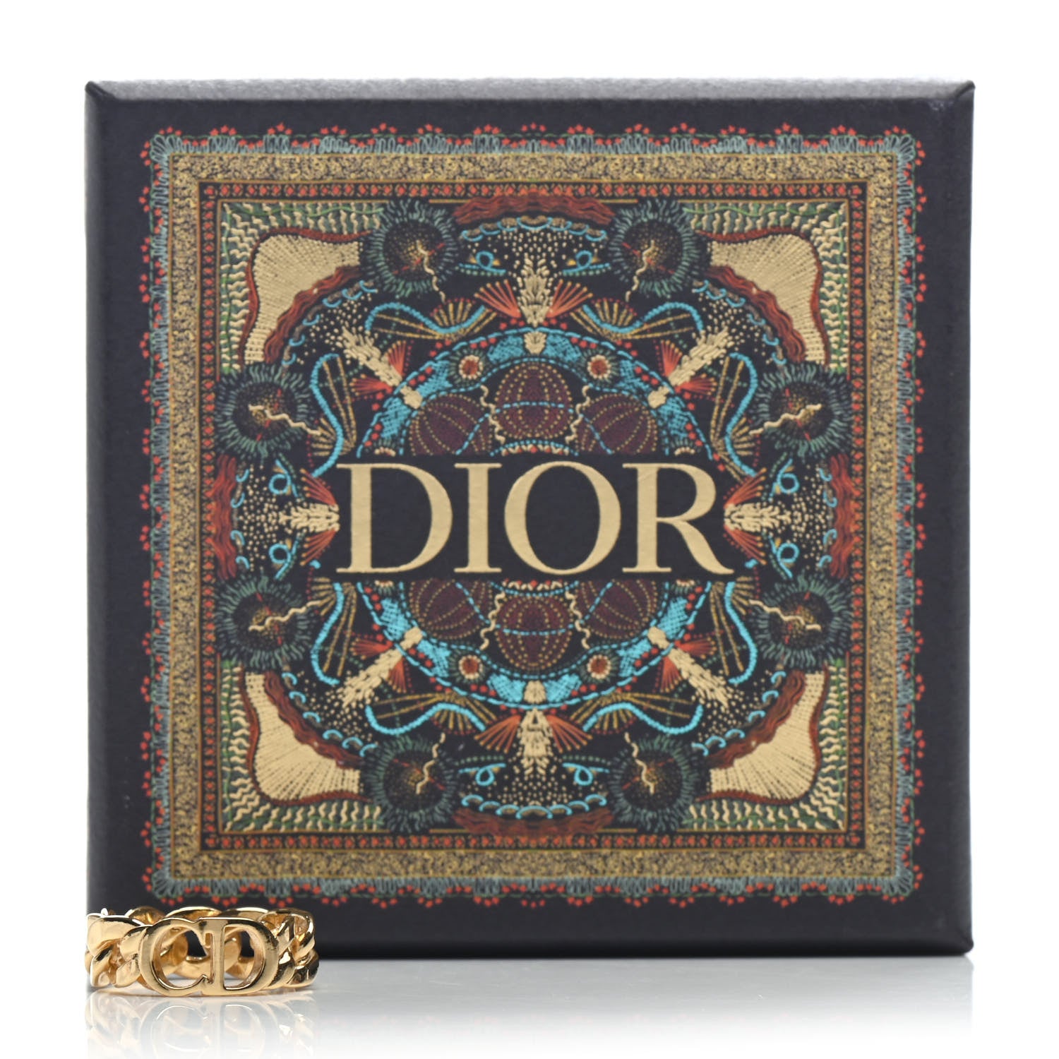 Christian Dior Metal Danseuse Etoile Chain Ring 54 7 Gold 6 of 6