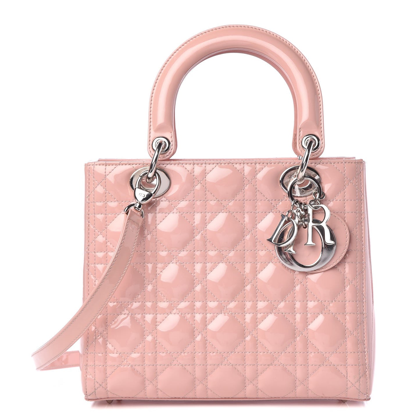 Patent Cannage Medium Lady Dior Rose Clair