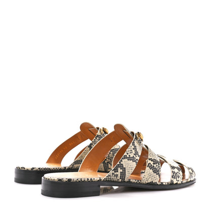 Gucci Calfskin Python Print Mens Horsebit Elektra Sandals 12 Beige Avana 4 of 9
