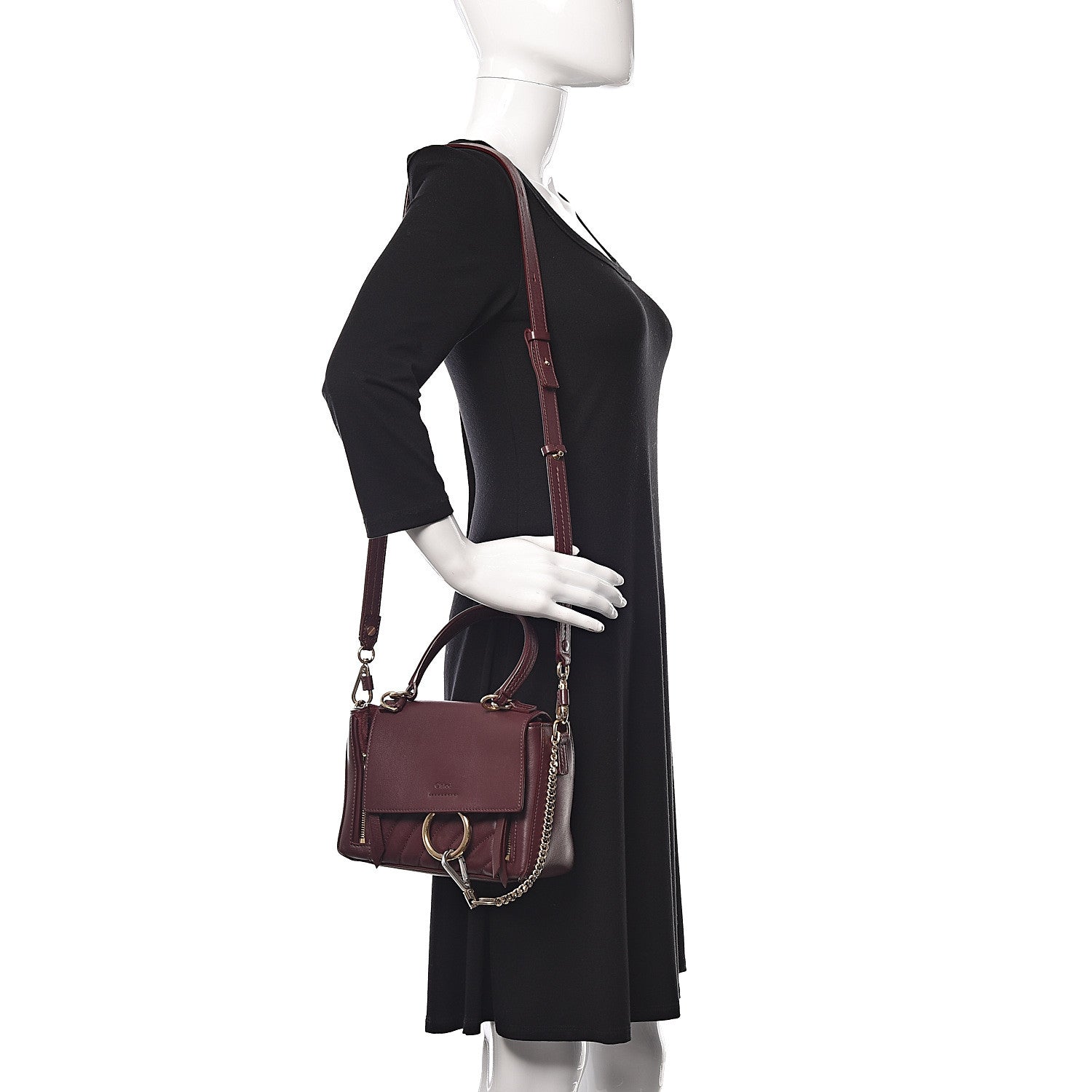 Chloe Calfskin Quilted Mini Faye Day Shoulder Bag Burnt Brown 2 of 9
