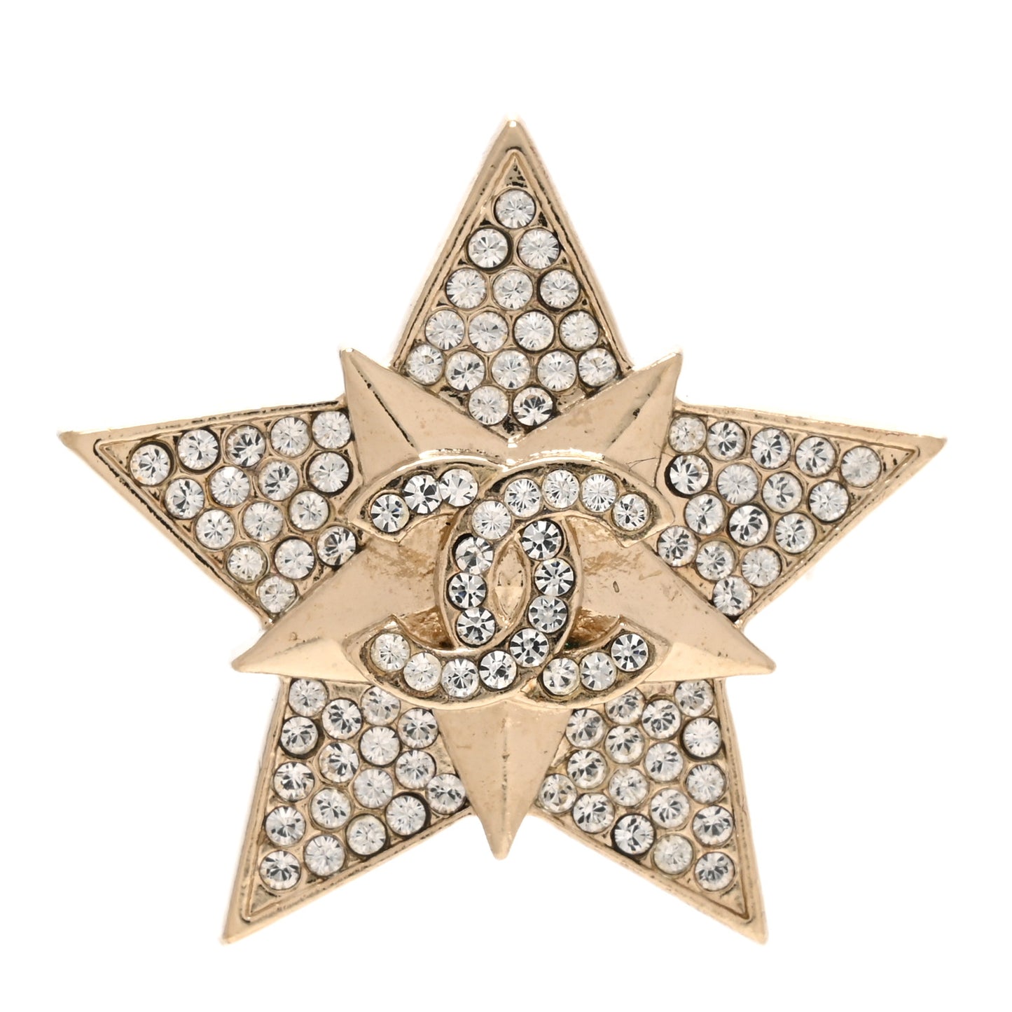 Crystal CC Star Brooch Gold