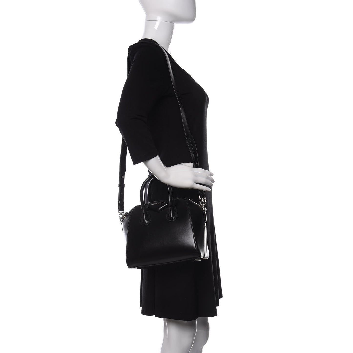 Shiny Lord Calfskin Mini Antigona Black