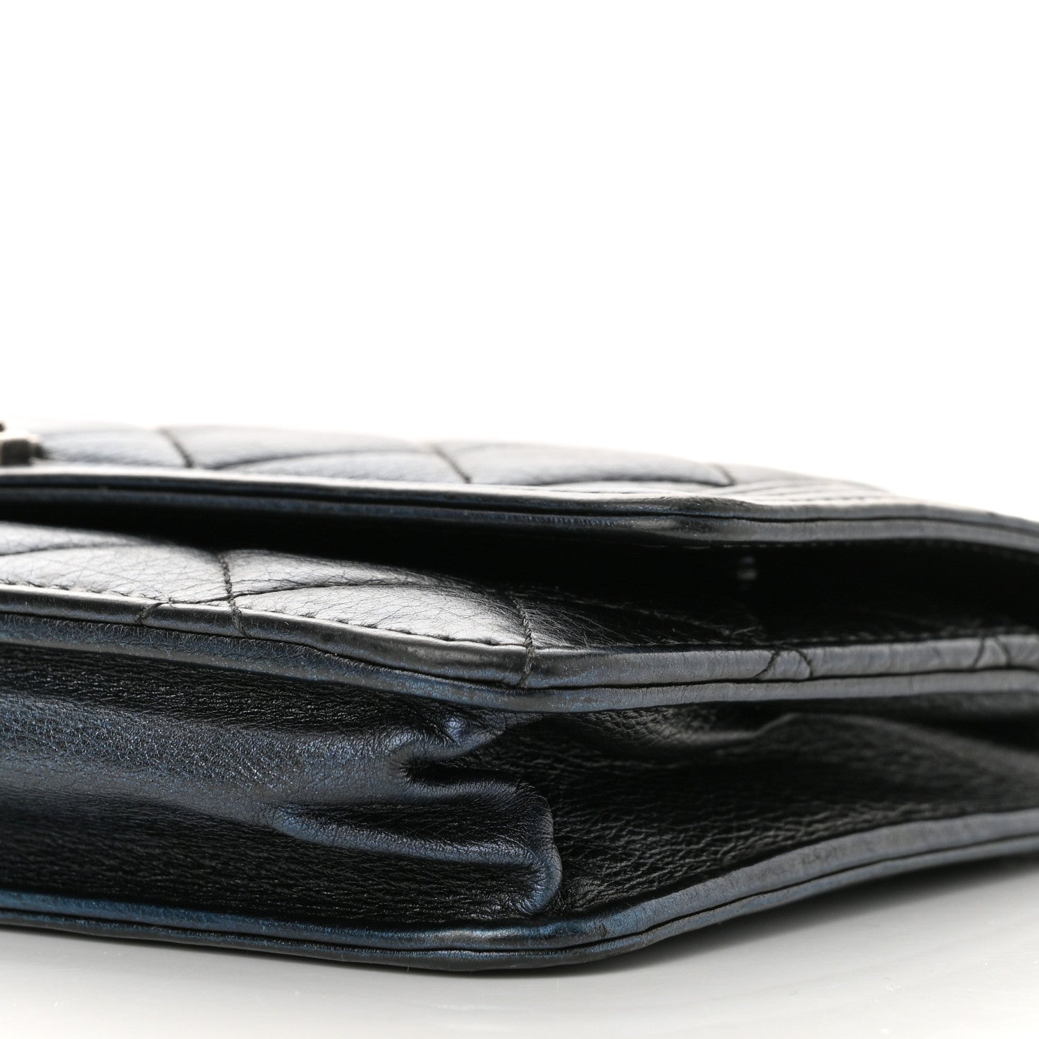 Chanel Metallic Calfskin Quilted Boy Wallet On Chain WOC Navy Blue 11 of 16