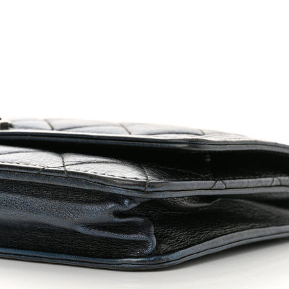 Chanel Metallic Calfskin Quilted Boy Wallet On Chain WOC Navy Blue 11 of 16