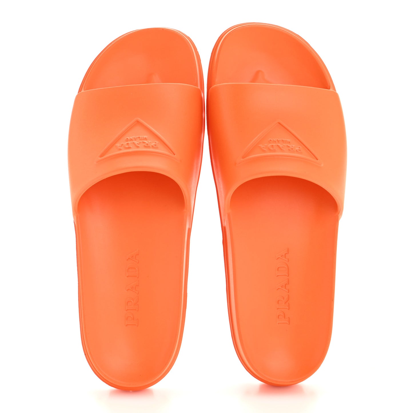EVA Rubber Triangle Logo Embossed Womens Lug Sole 20mm Slide Sandals 41 Papaya