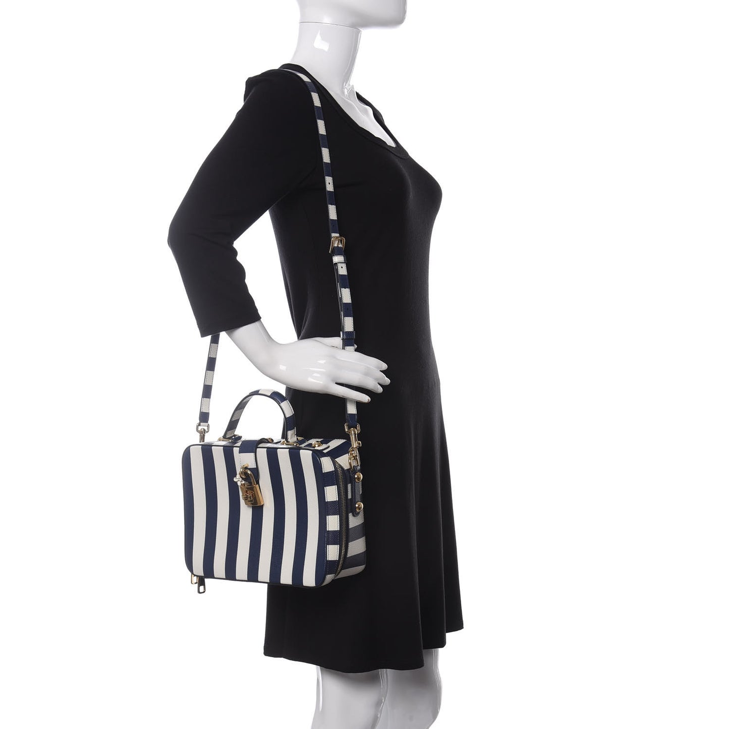 Dauphine Stripe Box Bag Blue White