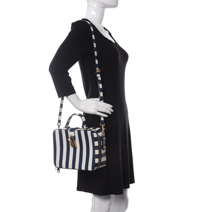 Dolce & Gabbana Dauphine Stripe Box Bag Blue White 2 of 9
