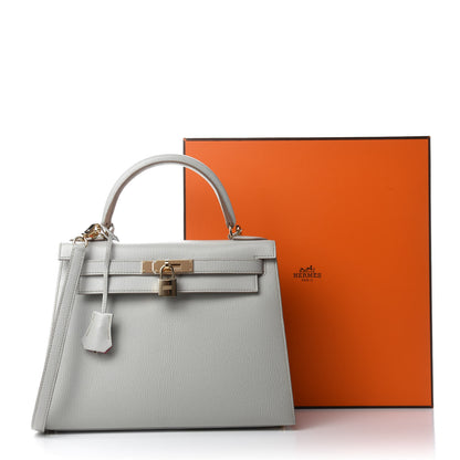 Hermes Chevre Mysore Horseshoe Kelly Sellier 28 Gris Perle Rose Shocking 16 of 16
