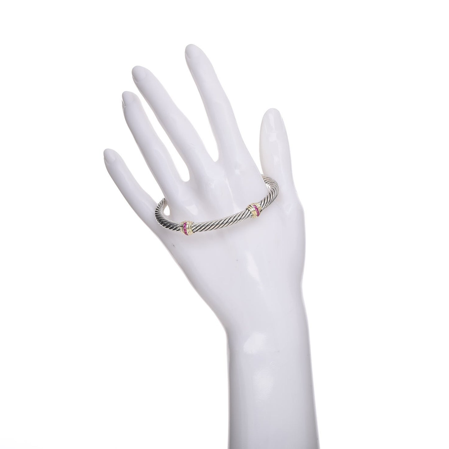 Sterling Silver 14K Yellow Gold Ruby 5mm Cable Classics Two Station Bracelet