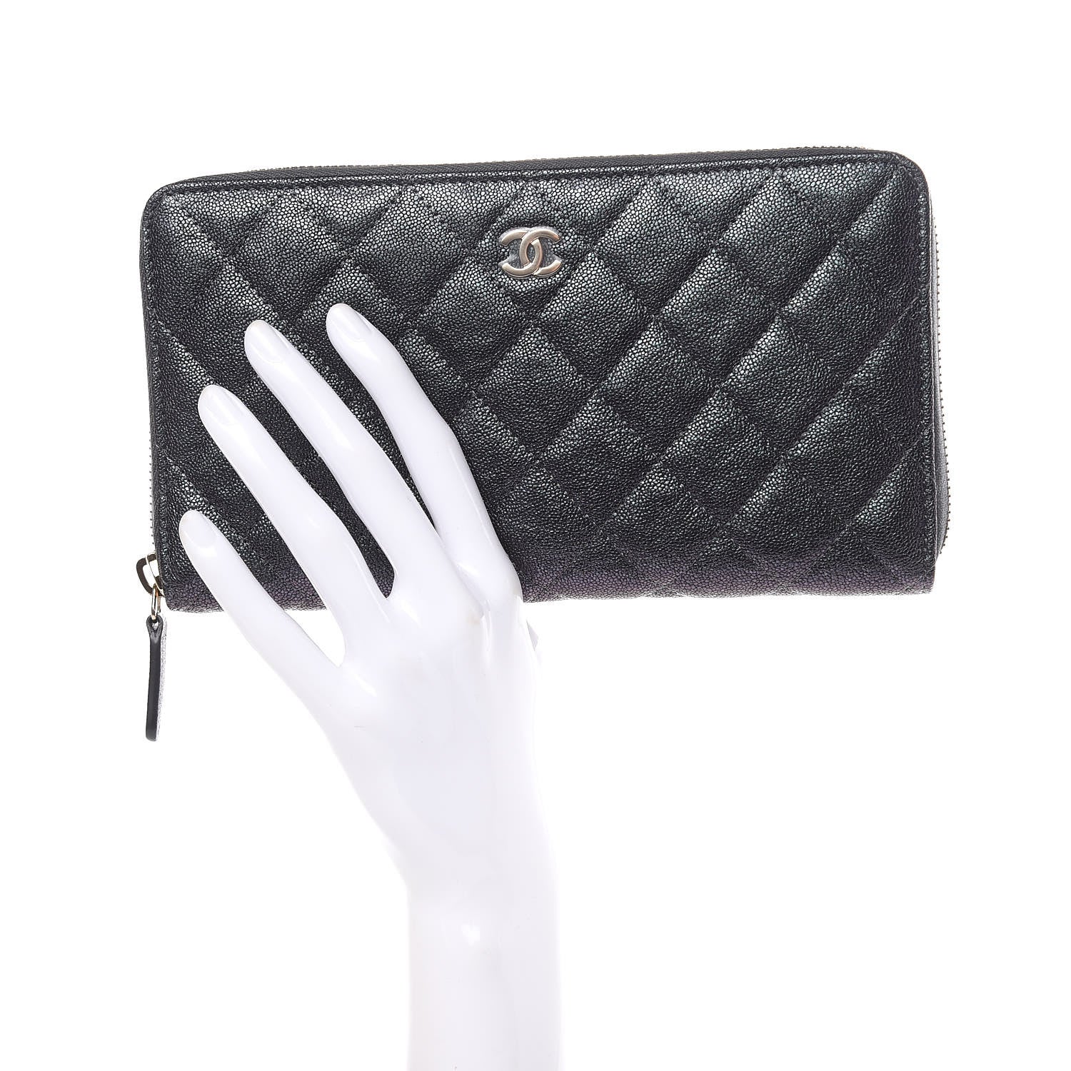 Chanel Iridescent Caviar Quilted Large Zip Around Organizer Wallet Black 2 of 11