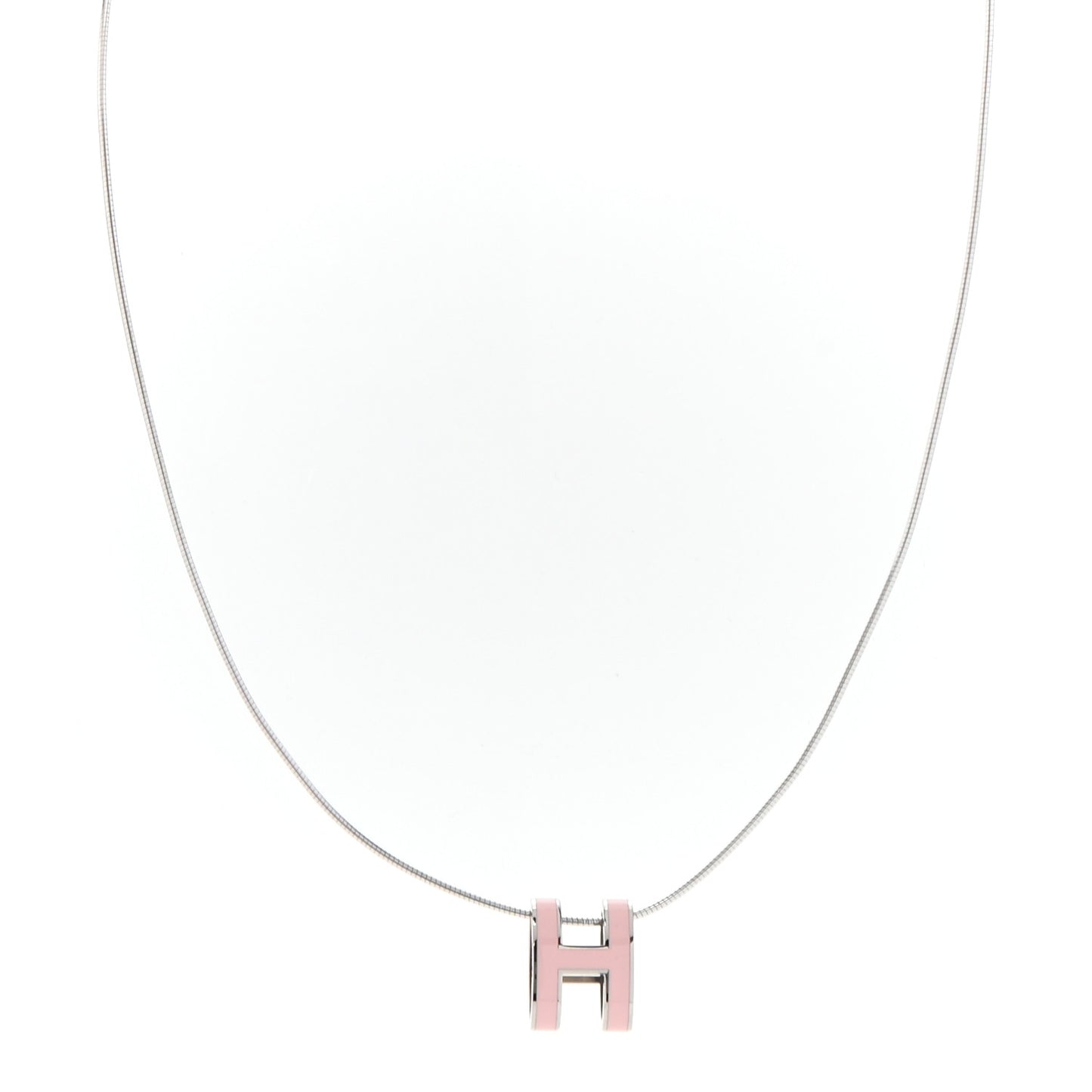 Lacquered Palladium Pop H Pendant Necklace Rose Dragee