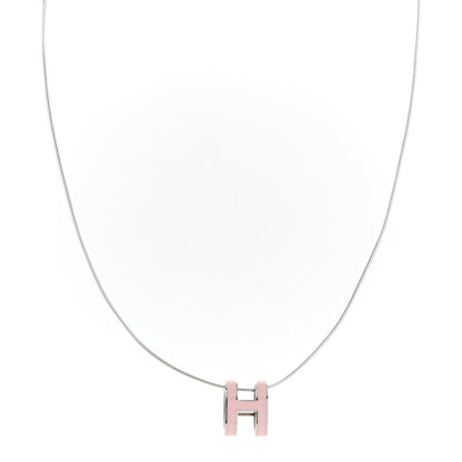 Hermes Lacquered Palladium Pop H Pendant Necklace Rose Dragee 1 of 5