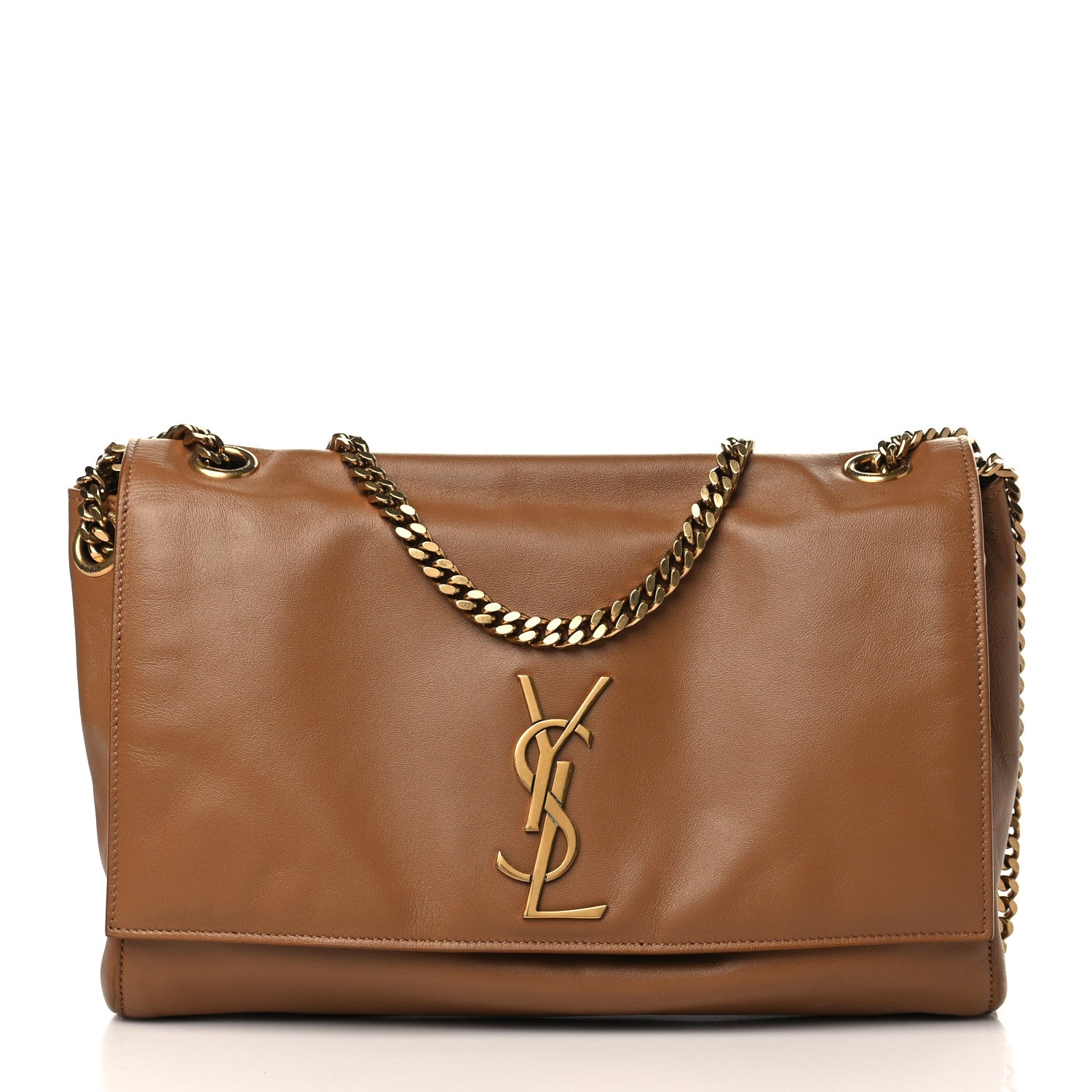 Saint Laurent Smooth Calfskin Suede Medium Reversible Monogram Kate Satchel Light Ochre 9 of 14
