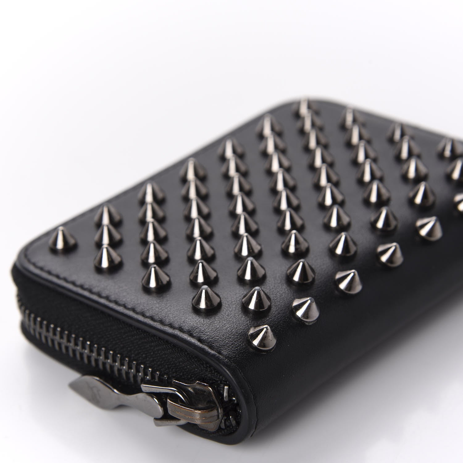Christian Louboutin Calfskin Spiked Panettone Coin Purse Black 6 of 9