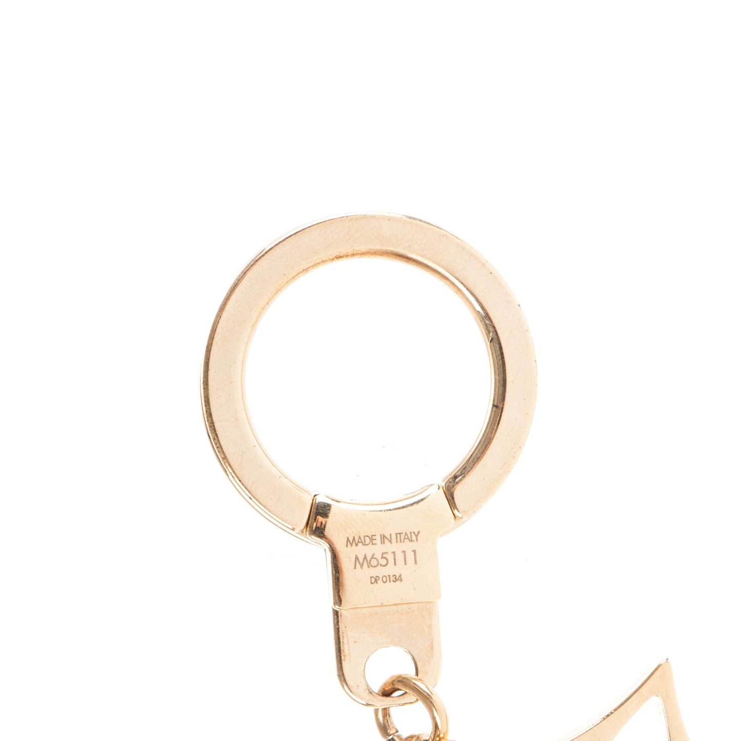 Brass Enamel Fleur De Monogram Bag Charm Chain Gold