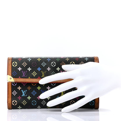 Louis Vuitton Monogram Multicolor Porte Tresor International Wallet Black 2 of 12