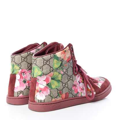 Gucci GG Supreme Monogram Blooms Womens High Top Sneakers 38 Beige Multicolor Dry Rose 4 of 15