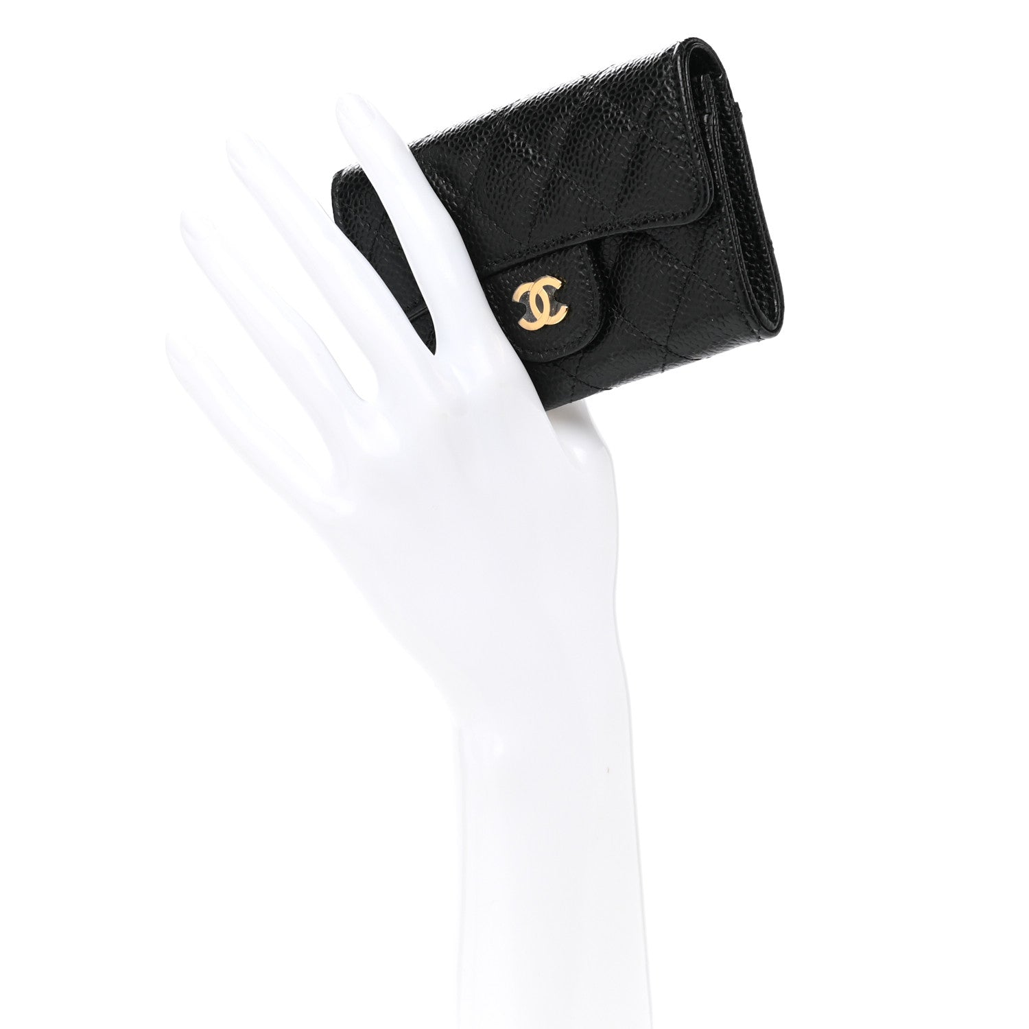 Chanel Caviar Quilted Flap Card Holder Wallet Black 2 of 9