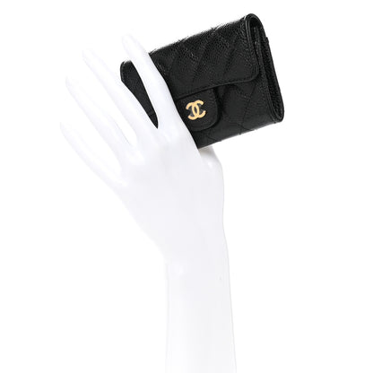 Chanel Caviar Quilted Flap Card Holder Wallet Black 2 of 9