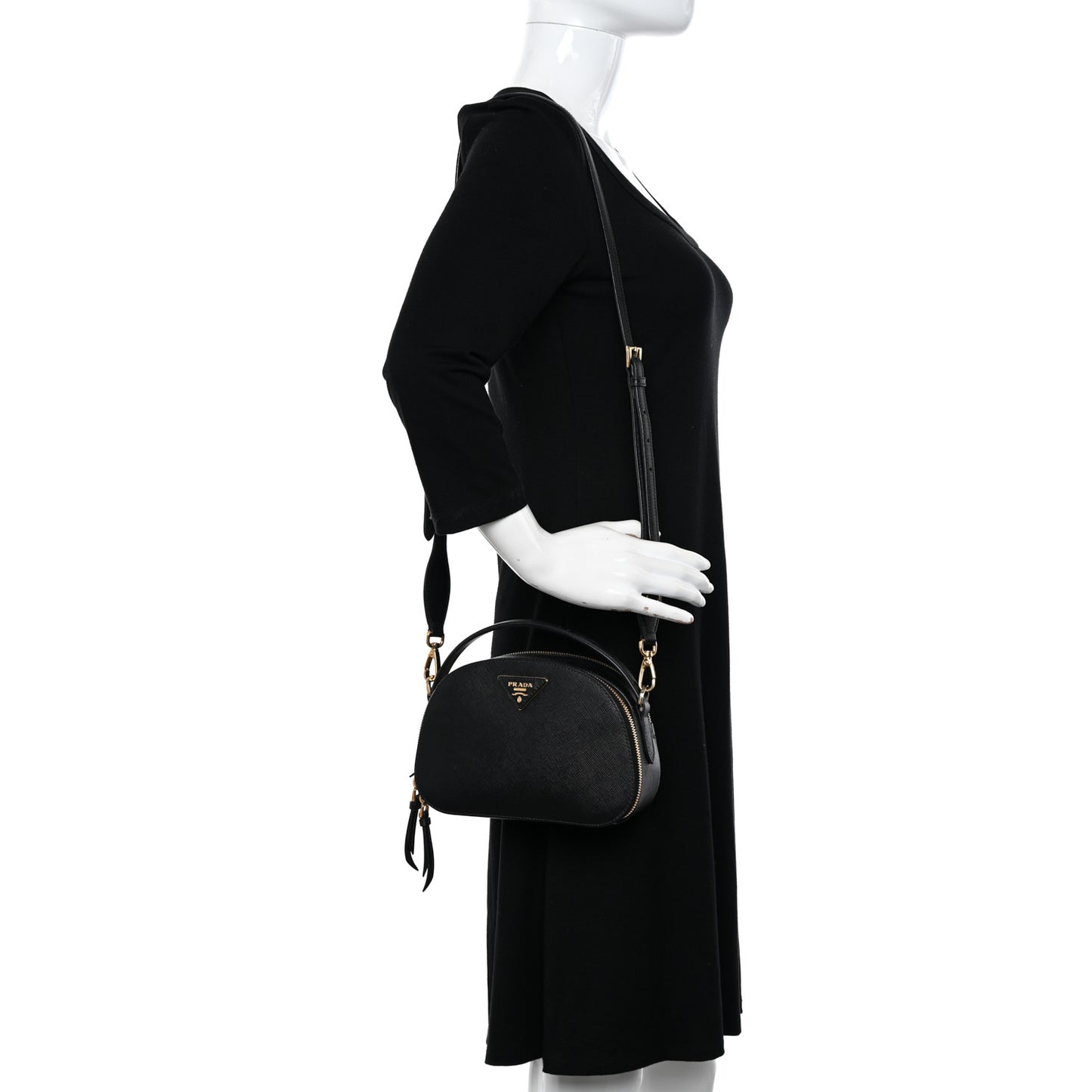 Saffiano Lux Odette Crossbody Black