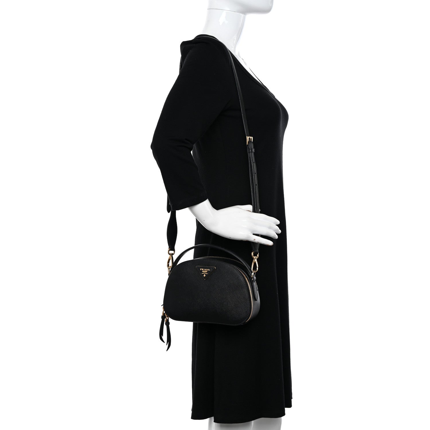 Prada Saffiano Lux Odette Crossbody Black 2 of 10