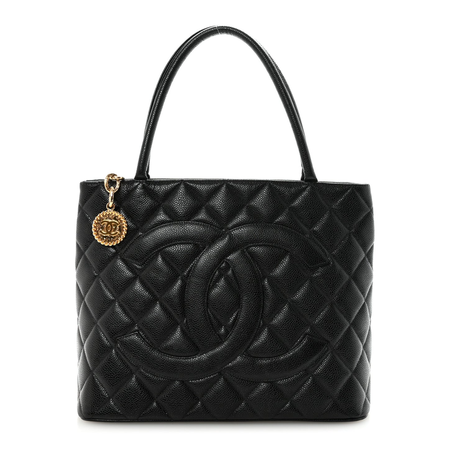 Caviar Quilted Medallion Tote Black