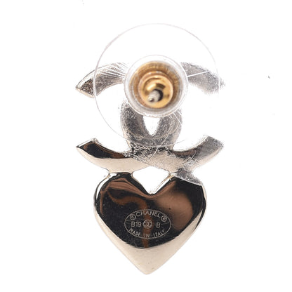 Chanel Crystal Pearl Charming Winter CC Star Heart Earrings Gold 5 of 7