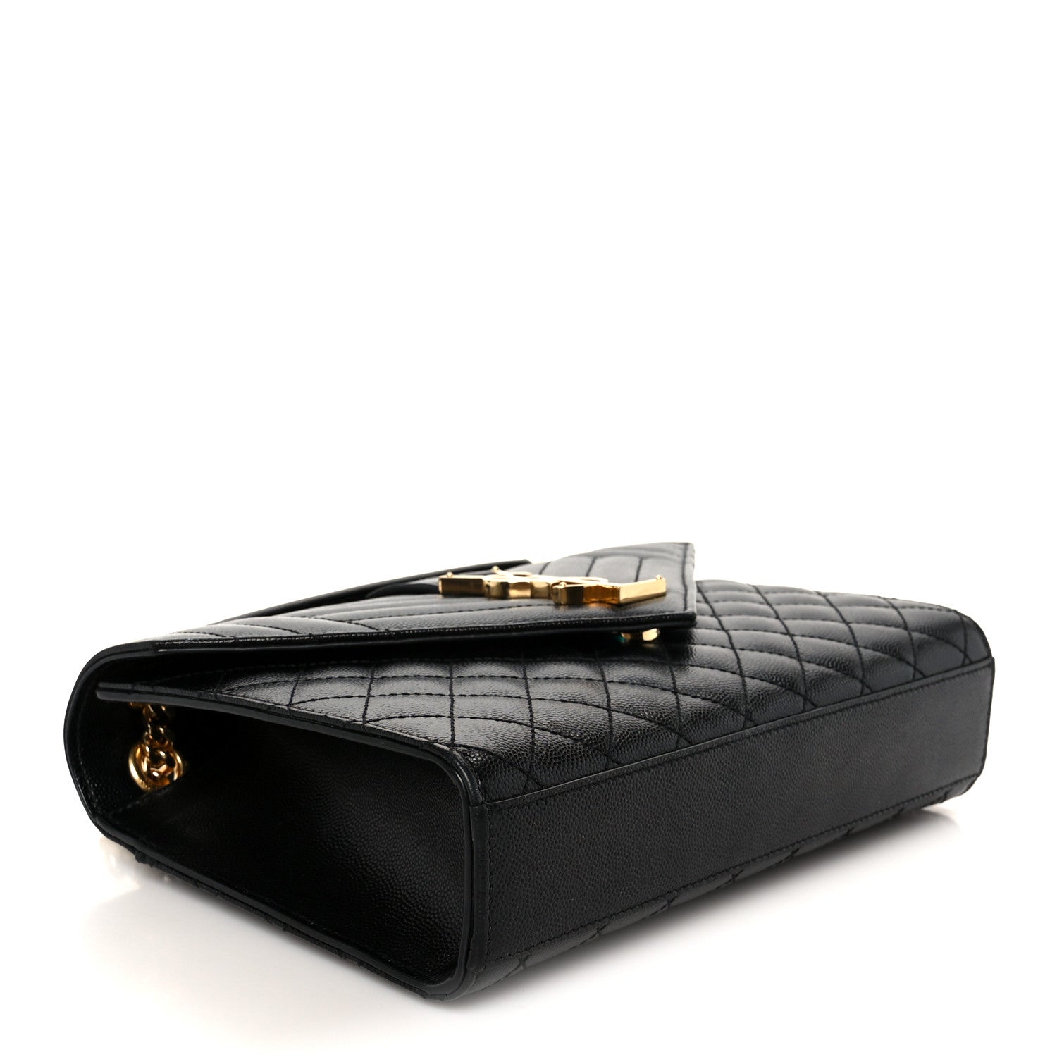 Saint Laurent Grain De Poudre Textured Mixed Matelasse Triquilt Medium Monogram Satchel Black 4 of 11