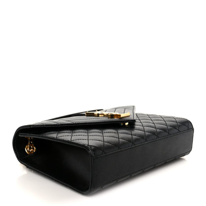 Saint Laurent Grain De Poudre Textured Mixed Matelasse Triquilt Medium Monogram Satchel Black 4 of 11