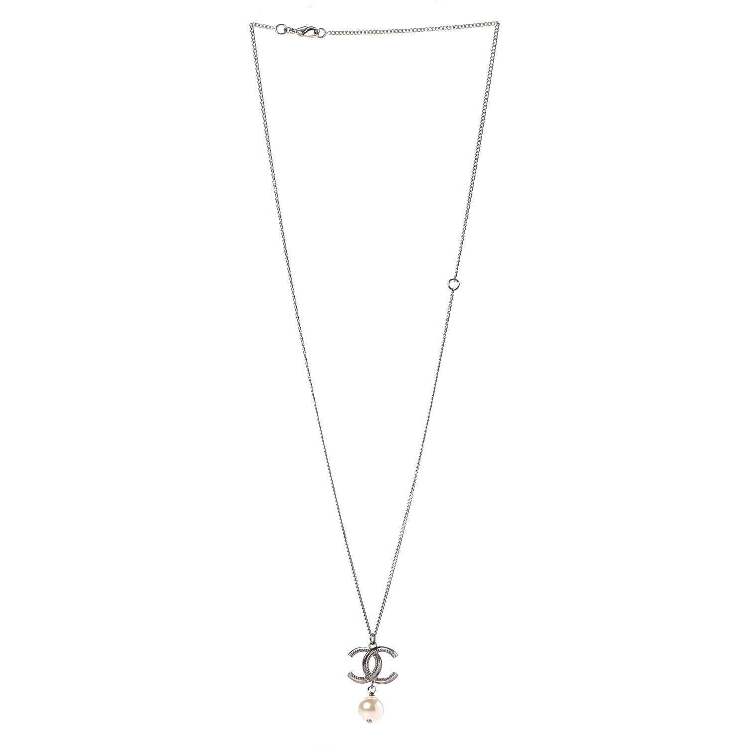 Chanel Ruthenium CC Pearl Drop Necklace 3 of 6