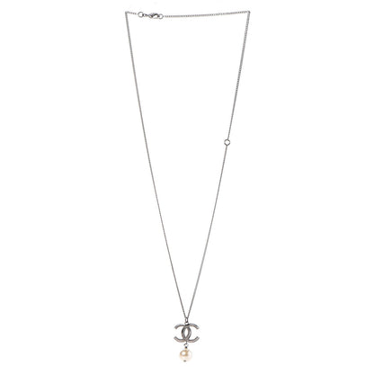 Chanel Ruthenium CC Pearl Drop Necklace 3 of 6