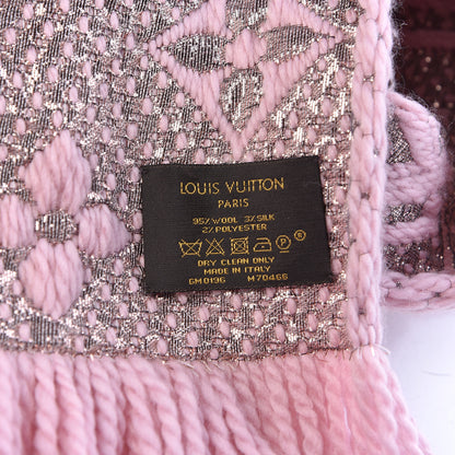 Louis Vuitton Wool Silk Logomania Shine Scarf Pink 4 of 5
