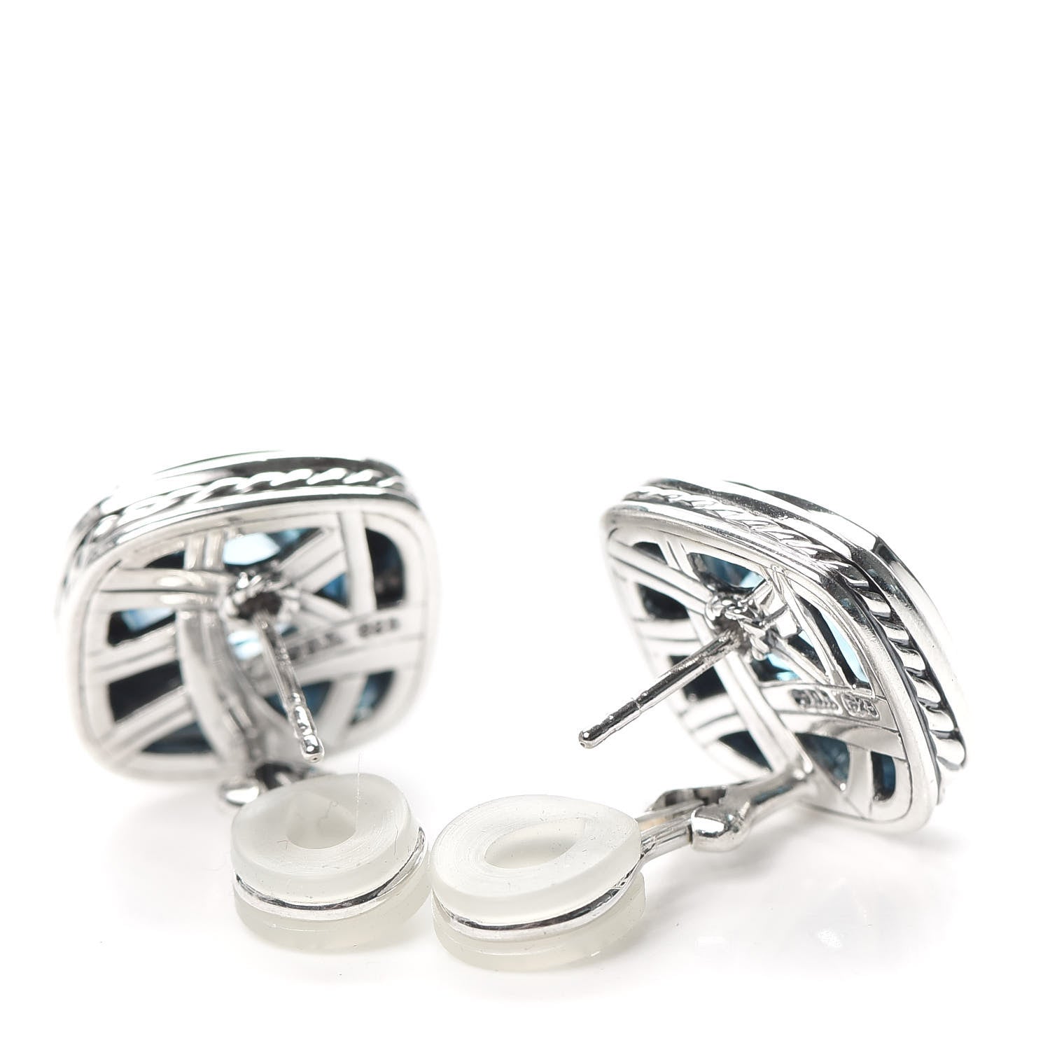 David Yurman Sterling Silver Blue Topaz 11mm Albion Earrings 3 of 4