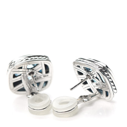 David Yurman Sterling Silver Blue Topaz 11mm Albion Earrings 3 of 4