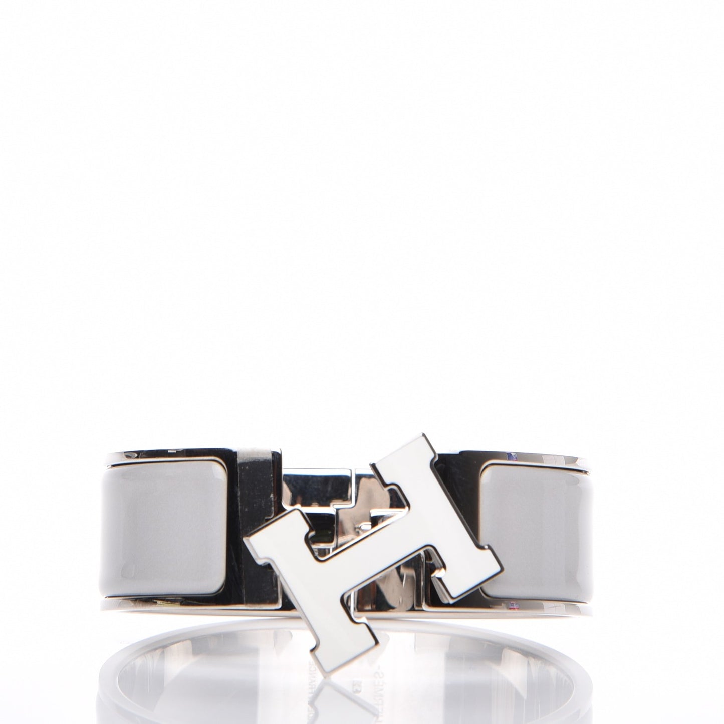 Enamel Wide Clic Clac H Bracelet PM Gris Clair White