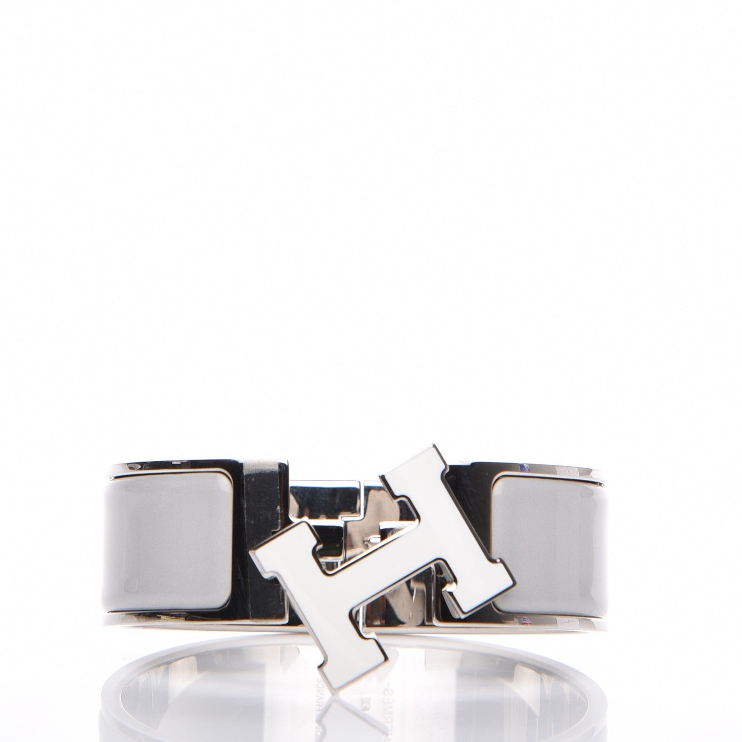 Hermes Enamel Wide Clic Clac H Bracelet PM Gris Clair White 3 of 6