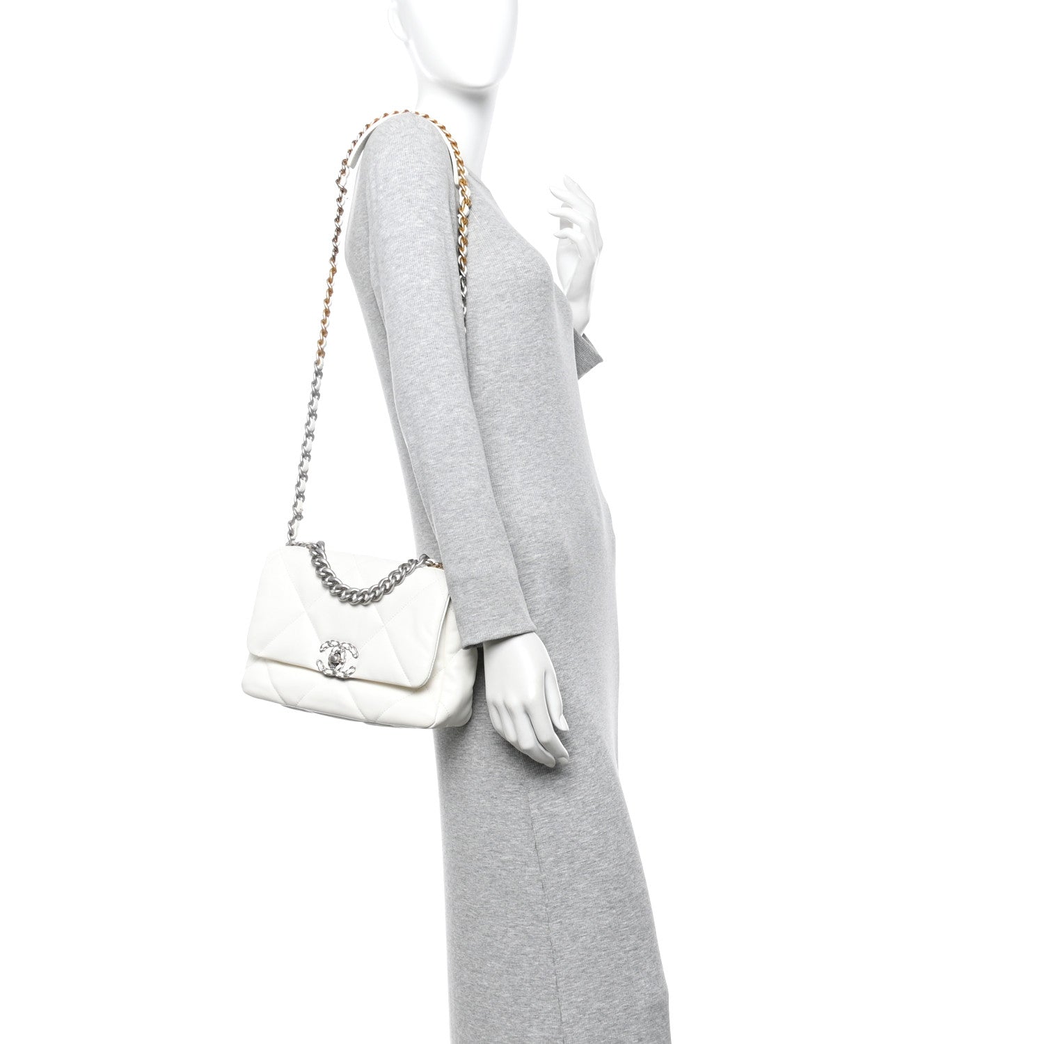 Chanel Lambskin Quilted Medium Chanel 19 Flap White 2 of 10