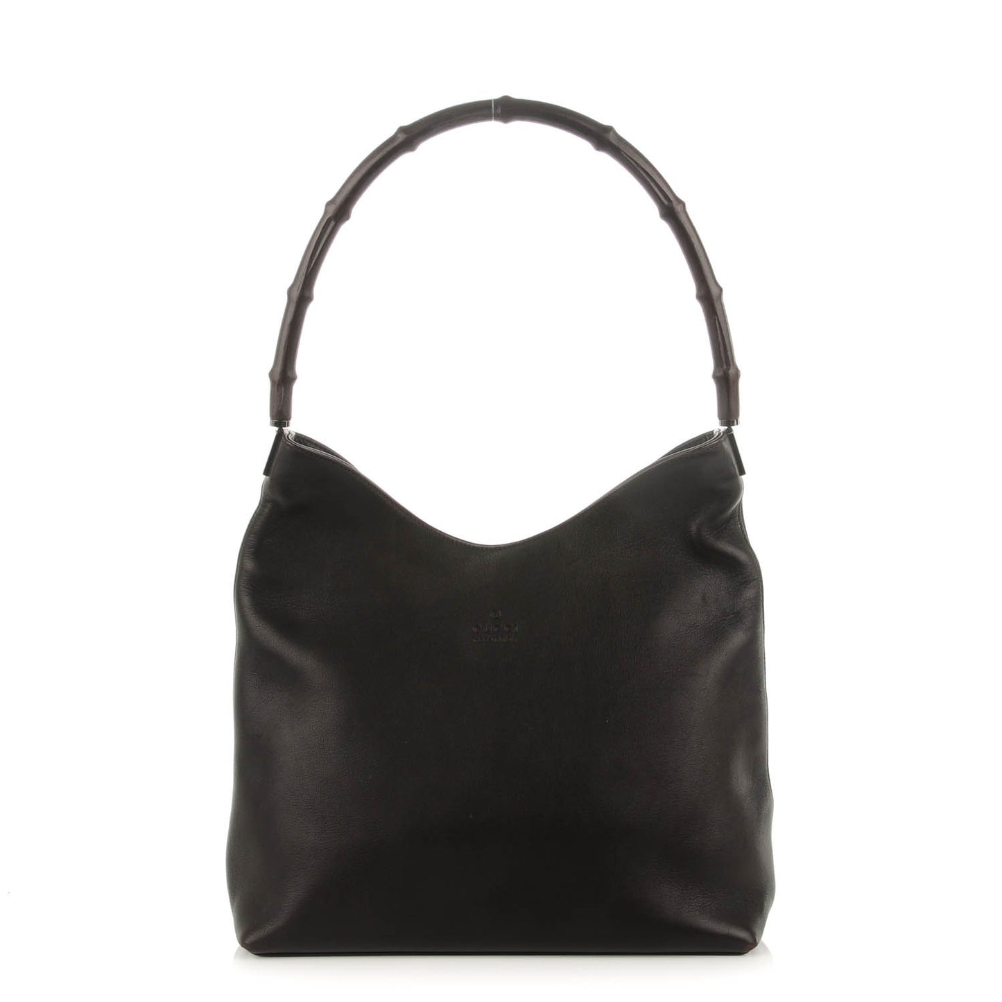 Calfskin Bamboo Shoulder Bag Dark Brown