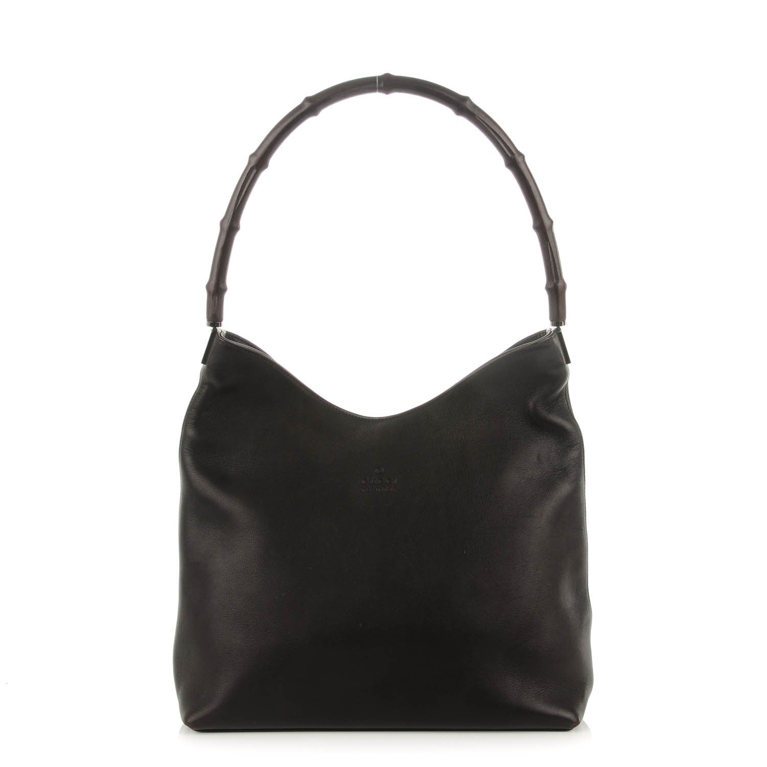 Gucci Calfskin Bamboo Shoulder Bag Dark Brown 1 of 7