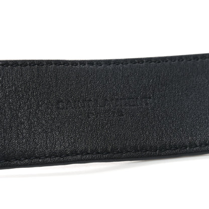 Saint Laurent Lambskin Monogram Cassandre Square Buckle Belt 100 40 Black 4 of 5