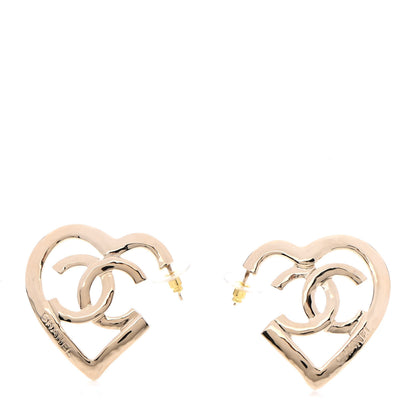 Chanel Metal CC Heart Coco In Love Hoop Earrings Gold 1 of 6