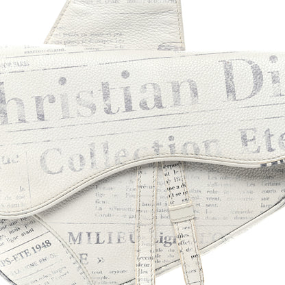 Christian Dior X Daniel Arsham Grained Calfskin Newspaper Print Saddle Bag White 8 of 10