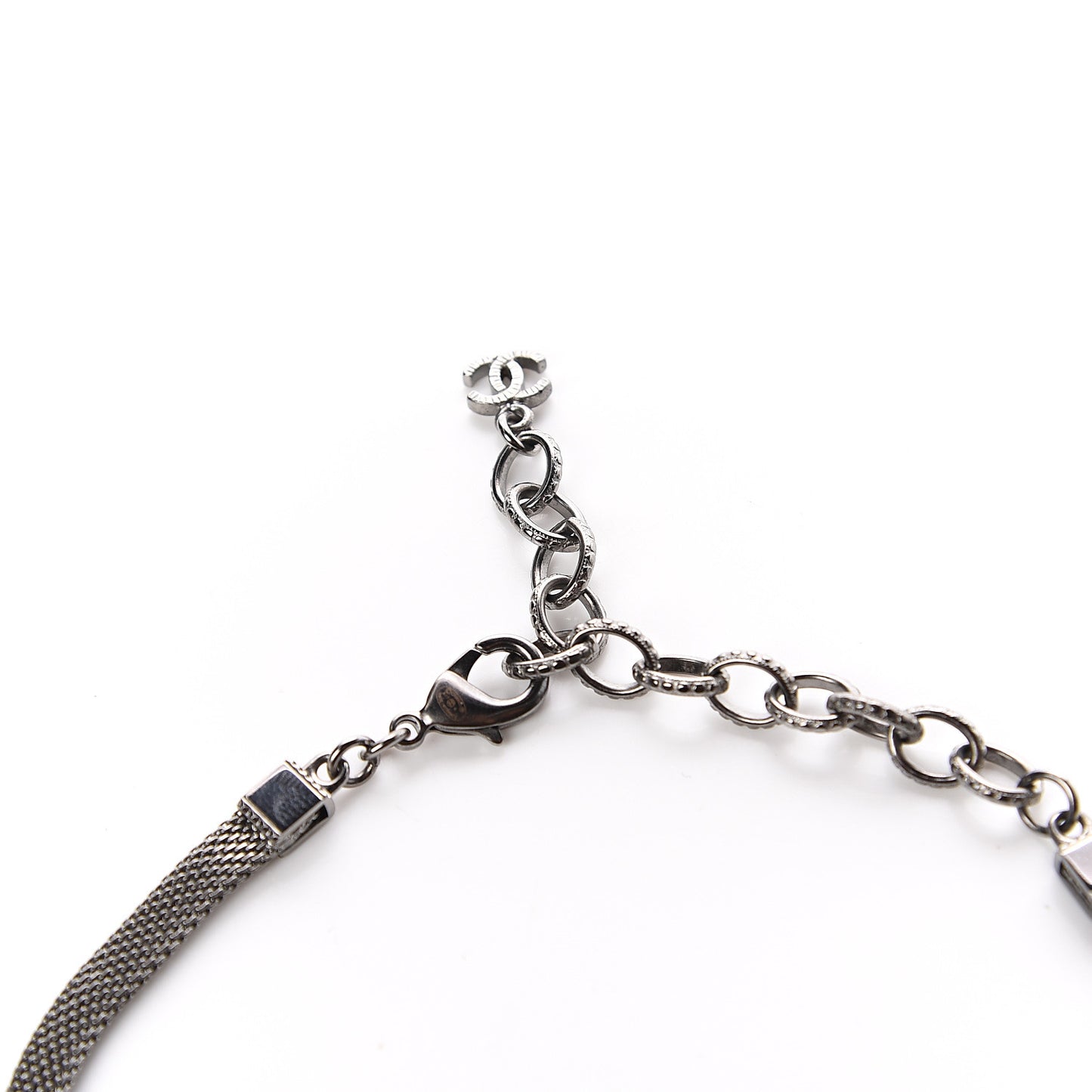 Metal Logo Choker Necklace Silver