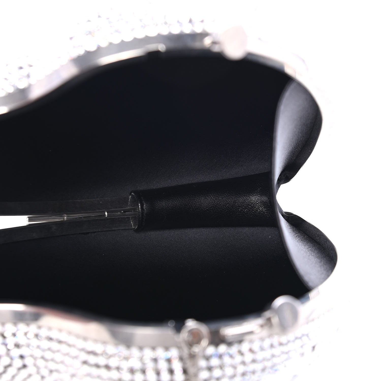 Saint Laurent Swarovski Crystal Heart Love Box Clutch Bag Silver 4 of 4