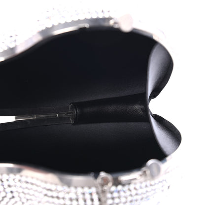 Saint Laurent Swarovski Crystal Heart Love Box Clutch Bag Silver 4 of 4