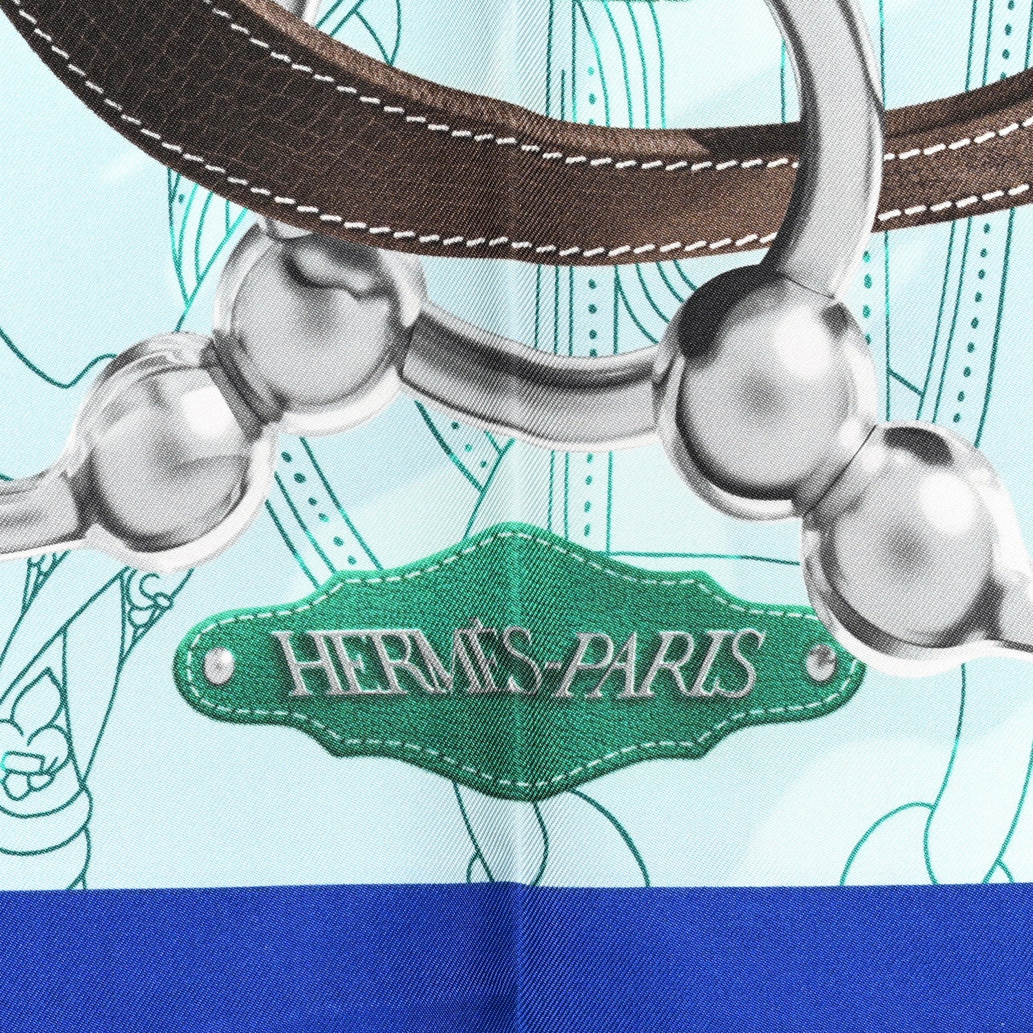 Hermes Silk Cavalcadour Scarf 90 Marine Ciel Vert 2 of 4