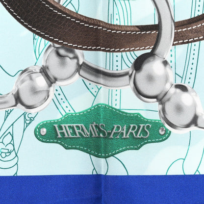 Hermes Silk Cavalcadour Scarf 90 Marine Ciel Vert 2 of 4